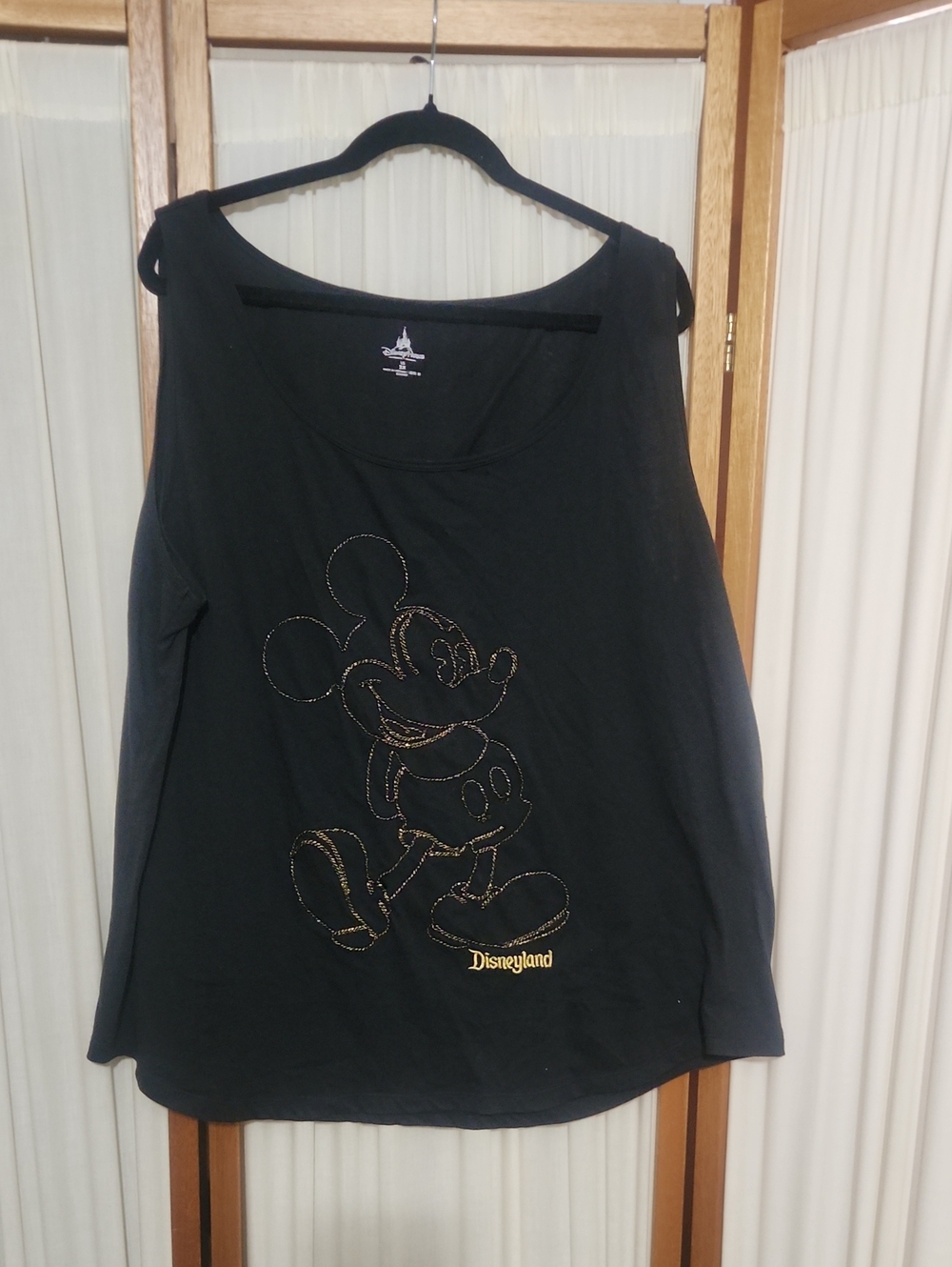 Disney Parks Black Tank Top with Gold-Stitched Mickey